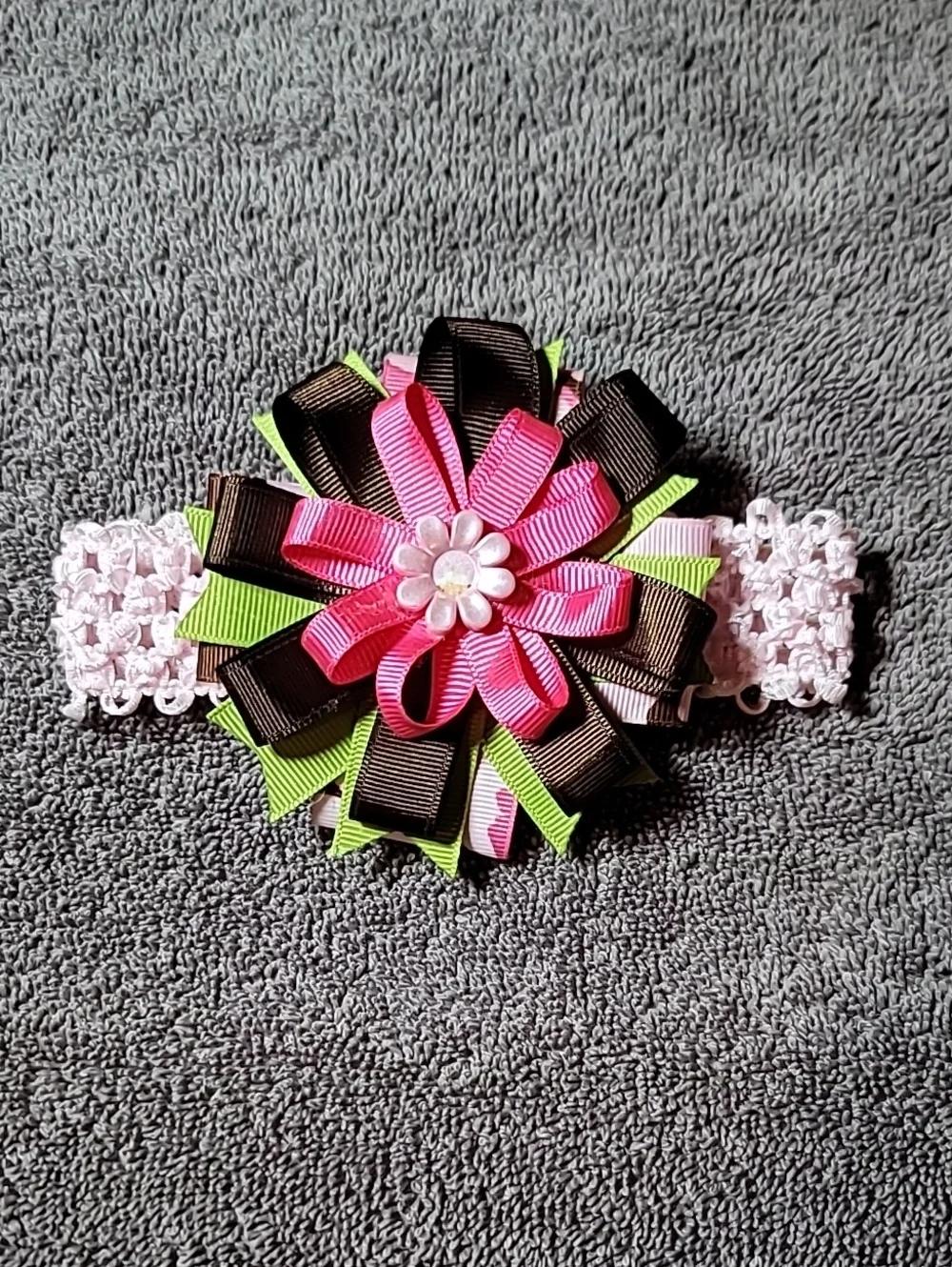 Pink, Brown & Green Floral Girls' Headband